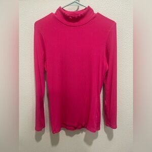 Hot Pink Long Sleeve Turtleneck Top